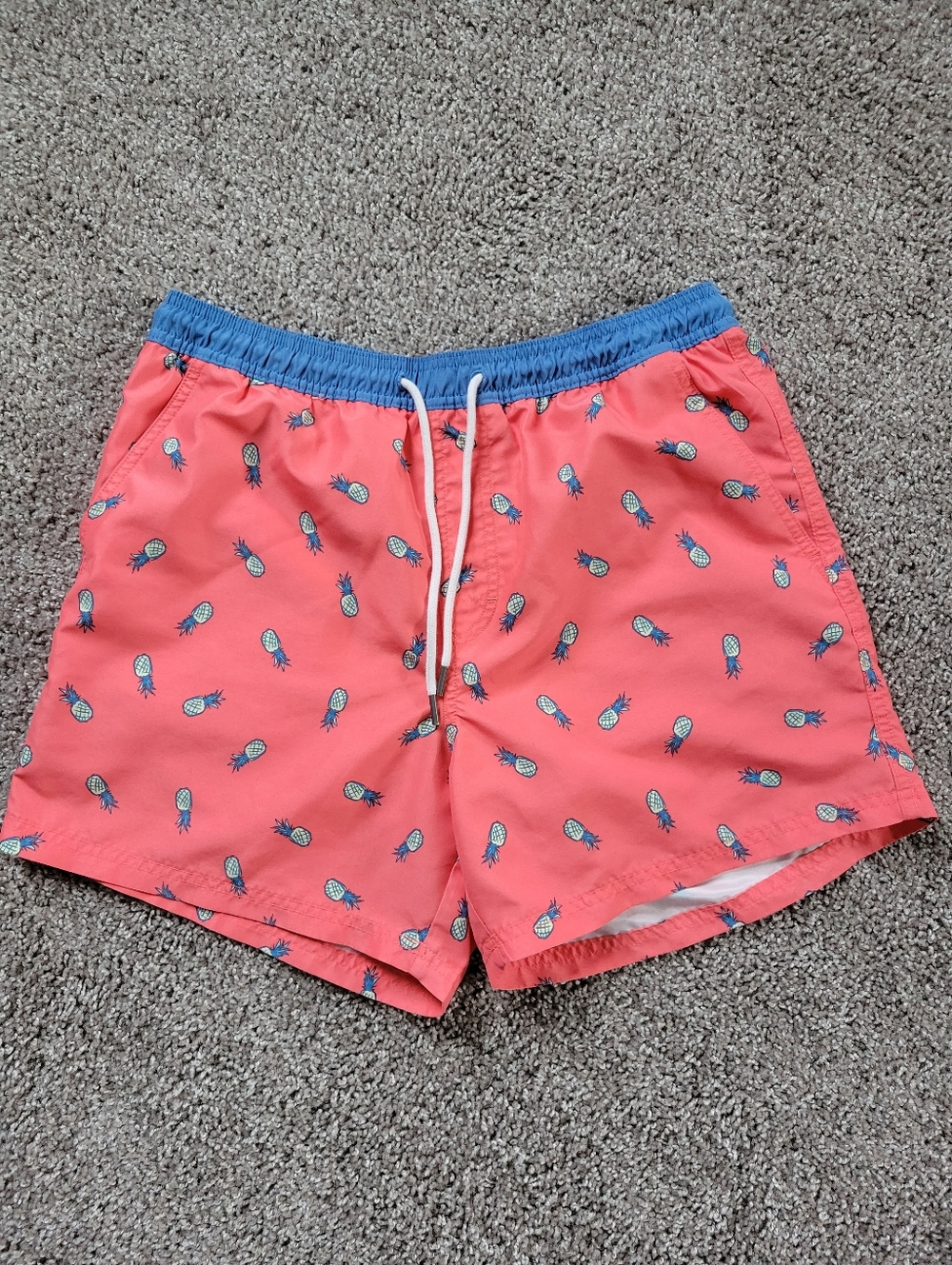 American Eagle 5" Swim Trucks Mens Size M Coral Orange Pineapple-FLAW